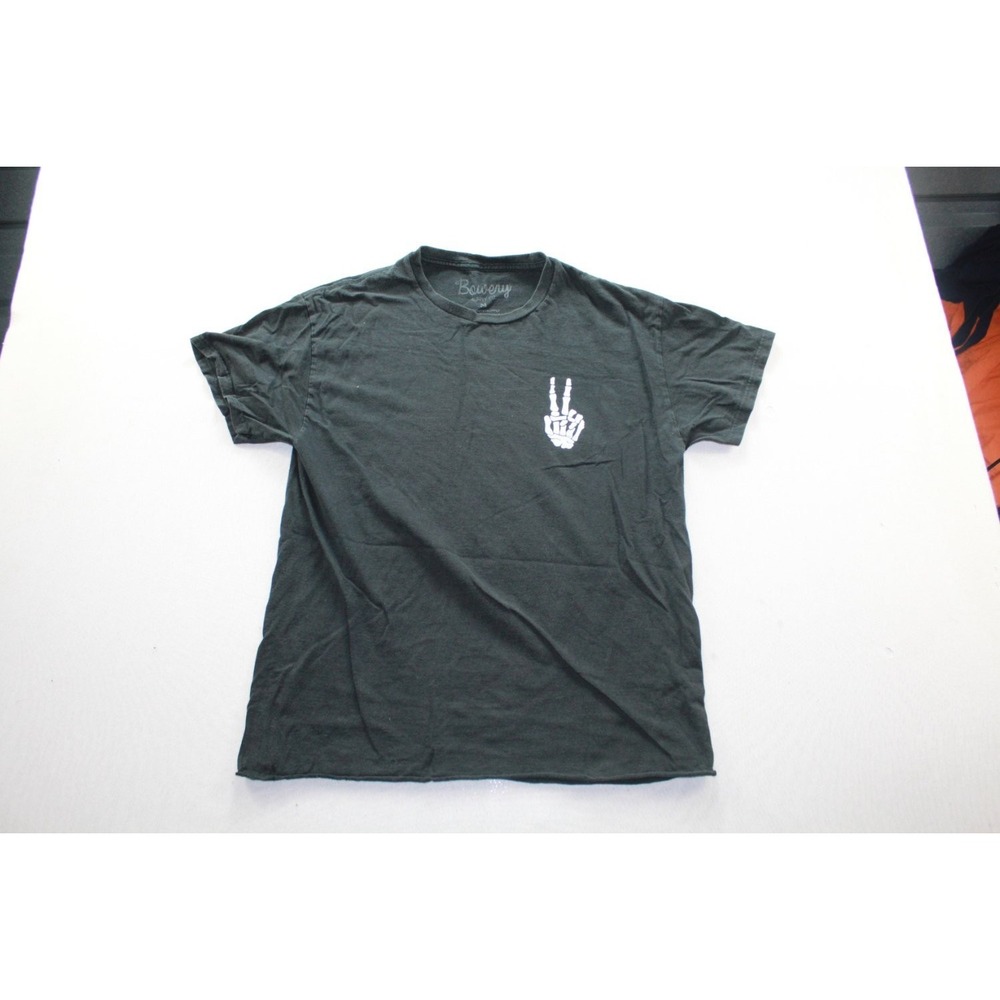 Bowery Supply Co. Skeleton Peace Sign T-Shirt Mens M Black